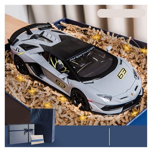Druckguss 1:24 for Lamborghini SVJ63 Supercar Legierung Automodell Simulation Sound Und Licht Pullback Fahrzeugmodellsammlung(Gray with Gift Box) von EXYFRUX