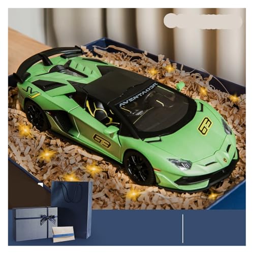 Druckguss 1:24 for Lamborghini SVJ63 Supercar Legierung Automodell Simulation Sound Und Licht Pullback Fahrzeugmodellsammlung(Green with Gift Box) von EXYFRUX