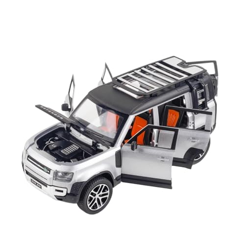 Druckguss 1:24 for Land Rover Defender Klassisches SUV-Auto Legierungsautomodell Simulation Sound Und Licht Pullback-Automodellsammlung(Silver) von EXYFRUX