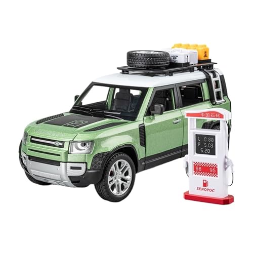 Druckguss 1:24 for Land Rover Range Rover Defender Legierung Simulation Automodell Sound Und Licht Pullback Miniaturmodellsammlung(Defender Outdoor Edition Green) von EXYFRUX