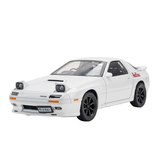Druckguss 1:24 for Mazda RX7-FC Initial D Klassisches Rennautomodell Aus Legierung, Vollständig Geöffnete Tür, Ton Und Licht, Miniaturfahrzeugmodell(White) von EXYFRUX