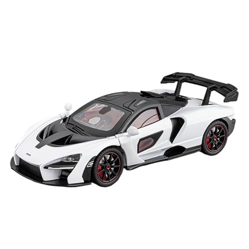 Druckguss 1:24 for McLaren Senna Jesko Cabrio 720S Simulation Sound Und Licht Pullback-Legierung Automodell Miniaturfahrzeugmodell(Senna White) von EXYFRUX