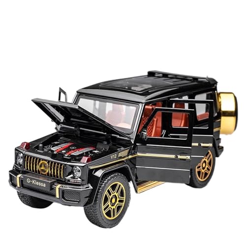 Druckguss 1:24 for Mercedes-Benz G63 SUV 6 * 6 Legierung Simulation Auto Modell Sound Und Licht Pull-Back Miniatur Modell Sammlung(G63 Bright Black) von EXYFRUX
