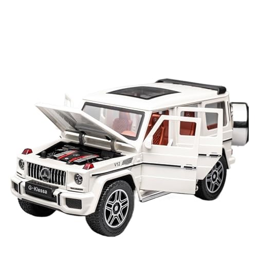 Druckguss 1:24 for Mercedes-Benz G63 SUV 6 * 6 Legierung Simulation Auto Modell Sound Und Licht Pull-Back Miniatur Modell Sammlung(G63 White) von EXYFRUX