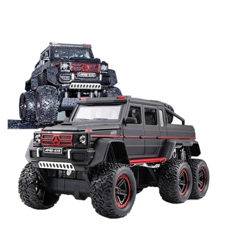 Druckguss 1:24 for Mercedes-Benz G63 SUV 6 * 6 Legierung Simulation Auto Modell Sound Und Licht Pull-Back Miniatur Modell Sammlung(Six-Wheel G63 Black) von EXYFRUX