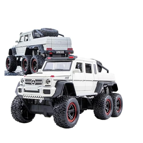 Druckguss 1:24 for Mercedes-Benz G63 SUV 6 * 6 Legierung Simulation Auto Modell Sound Und Licht Pull-Back Miniatur Modell Sammlung(Six-Wheel G63 White) von EXYFRUX