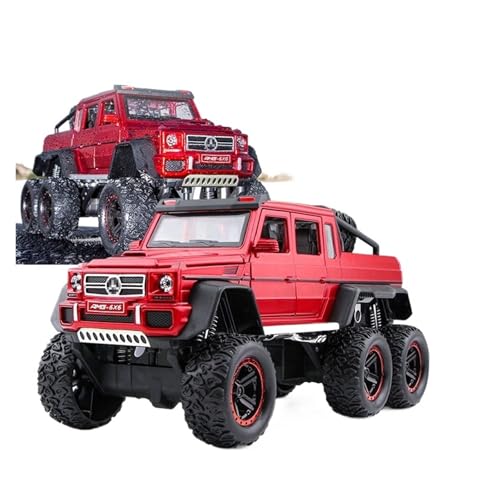 Druckguss 1:24 for Mercedes-Benz G63 SUV 6 * 6 Legierung Simulation Auto Modell Sound Und Licht Pull-Back Miniatur Modell Sammlung(Six-Wheel G63 red) von EXYFRUX