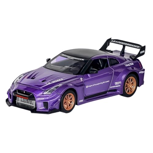 Druckguss 1:24 for Nissan GTR Black Mamba Legierung Automodell Breite Karosserie Und Großer Heckflügel Modifizierte Version Miniatur-Fahrzeugmodell(Purple) von EXYFRUX