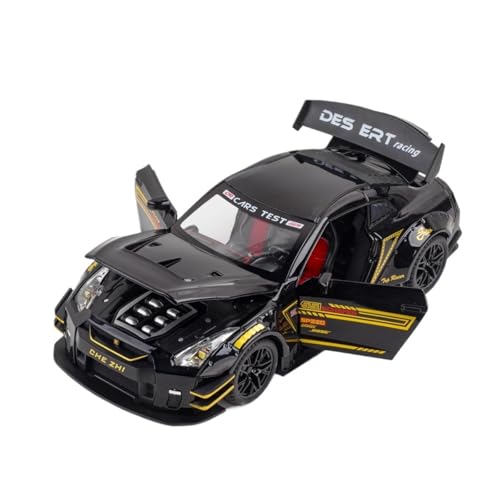 Druckguss 1:24 for Nissan GTR Sportwagen Rennsport Legierung Automodell Simulation Sound Und Licht Pullback Automodell Sammlung Display(Black) von EXYFRUX