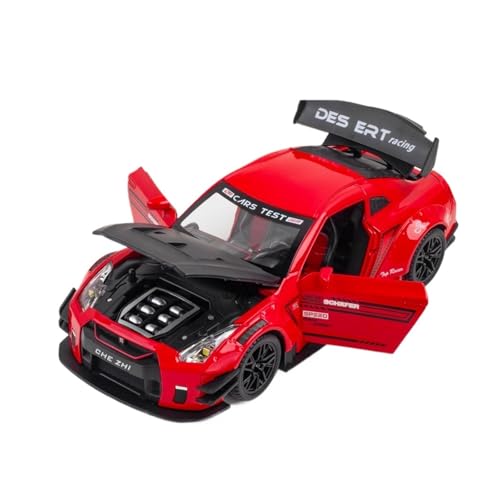 Druckguss 1:24 for Nissan GTR Sportwagen Rennsport Legierung Automodell Simulation Sound Und Licht Pullback Automodell Sammlung Display(Red) von EXYFRUX
