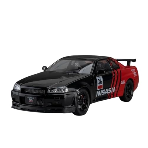Druckguss 1:24 for Nissan Skyline GTR Legierung Automodell Simulation Sound Und Licht Pullback-Auto Miniatur Fahrzeugmodell Dekoration(Black) von EXYFRUX