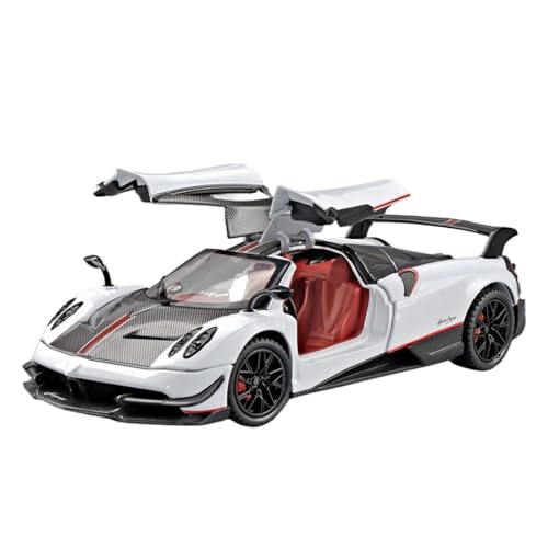 Druckguss 1:24 for Pagani Huayra Zonta HP China Dragon Simulation Legierung Automodell Sound Und Licht Vollständig Geöffnete Tür Miniaturfahrzeugmodell(1:24 Huayra White and Black) von EXYFRUX