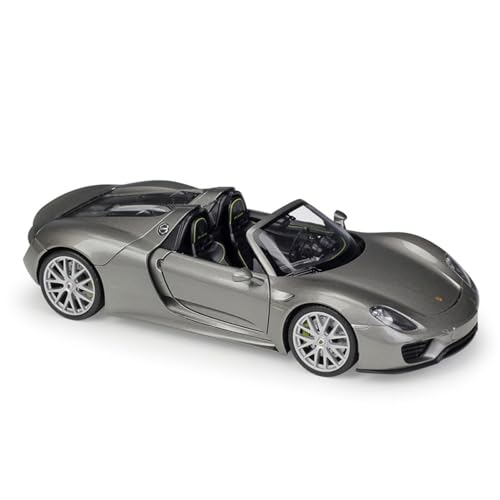 Druckguss 1:24 for Porsche 911 GT3 RS Spyder Carrera Sportwagen Legierung Automodell Simulation Vollständig Offene Tür Miniaturfahrzeugmodell(918 Spyder Grey) von EXYFRUX