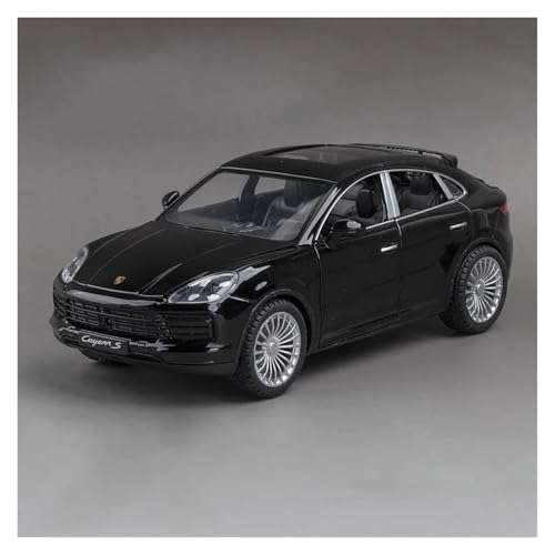 Druckguss 1:24 for Porsche Cayenne S SUV Legierung Automodell Simulation Vollständig Geöffnete Tür Ton Und Licht Miniaturfahrzeugmodell(Black) von EXYFRUX