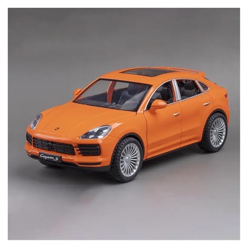 Druckguss 1:24 for Porsche Cayenne S SUV Legierung Automodell Simulation Vollständig Geöffnete Tür Ton Und Licht Miniaturfahrzeugmodell(Orange) von EXYFRUX