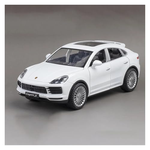 Druckguss 1:24 for Porsche Cayenne S SUV Legierung Automodell Simulation Vollständig Geöffnete Tür Ton Und Licht Miniaturfahrzeugmodell(White) von EXYFRUX