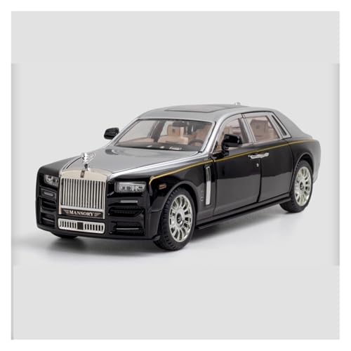 Druckguss 1:24 for Rolls-Royce Phantom Legierung Simulation Auto Modell Sound Und Licht Pull-Back Miniatur Modell Sammlung Ornamente(Black and Silver with Display Box) von EXYFRUX