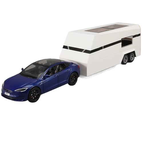 Druckguss 1:24 for Tesla Modell Y/X/S RV Simulation Legierung Automodell Sound Und Licht Vollständig Geöffnete Tür Miniaturfahrzeugmodellsammlung(Model S Blue) von EXYFRUX