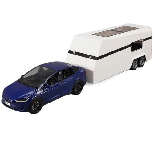 Druckguss 1:24 for Tesla Modell Y/X/S RV Simulation Legierung Automodell Sound Und Licht Vollständig Geöffnete Tür Miniaturfahrzeugmodellsammlung(Model X Blue) von EXYFRUX