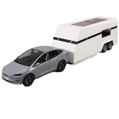Druckguss 1:24 for Tesla Modell Y/X/S RV Simulation Legierung Automodell Sound Und Licht Vollständig Geöffnete Tür Miniaturfahrzeugmodellsammlung(Model X Gray) von EXYFRUX