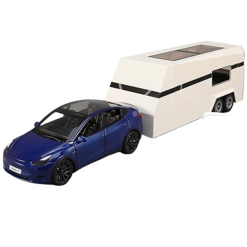 Druckguss 1:24 for Tesla Modell Y/X/S RV Simulation Legierung Automodell Sound Und Licht Vollständig Geöffnete Tür Miniaturfahrzeugmodellsammlung(Model Y Blue) von EXYFRUX