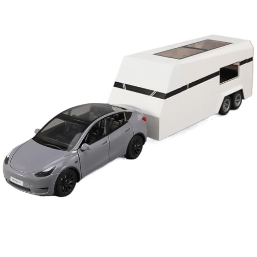 Druckguss 1:24 for Tesla Modell Y/X/S RV Simulation Legierung Automodell Sound Und Licht Vollständig Geöffnete Tür Miniaturfahrzeugmodellsammlung(Model Y Gray) von EXYFRUX