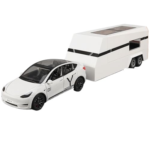 Druckguss 1:24 for Tesla Modell Y/X/S RV Simulation Legierung Automodell Sound Und Licht Vollständig Geöffnete Tür Miniaturfahrzeugmodellsammlung(Model Y White) von EXYFRUX