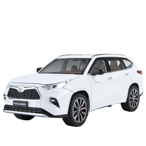 Druckguss 1:24 for Toyota Highlander SUV Legierung Automodell Simulation Vollständig Geöffnete Tür Ton Und Licht Miniaturfahrzeugmodell(White) von EXYFRUX