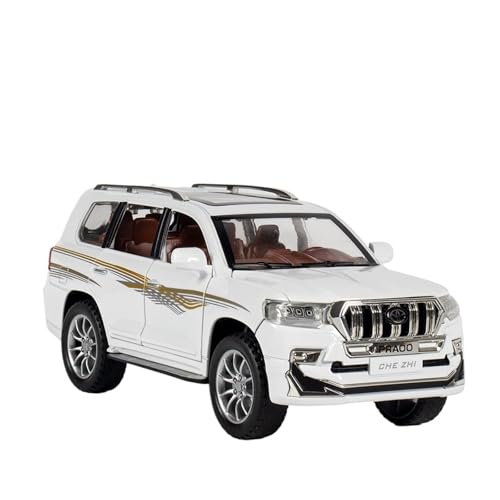 Druckguss 1:24 for Toyota Prado Land Cruiser Serie Legierung Simulation Automodell Sound Und Licht Pullback Miniaturmodellsammlung(1:24 Prado White) von EXYFRUX