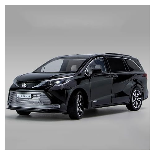 Druckguss 1:24 for Toyota Sienna Luxus-MPV Legierung Automodell Simulation Vollständig Geöffnete Tür Ton Und Licht Miniaturfahrzeugmodell(Black) von EXYFRUX