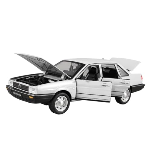 Druckguss 1:24 for Volkswagen Klassische Santana Simulation Sound Und Licht Pull-Back-Legierung Automodell Miniatur Fahrzeugmodell Ornamente(White) von EXYFRUX