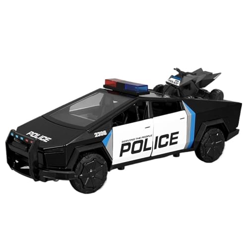 Druckguss 1:28 for Tesla Model Y/X/R/3 Polizeiauto-Serie Simulation Sound Und Licht Pullback-Legierung Automodell Miniaturfahrzeugmodell(Pickup Truck) von EXYFRUX