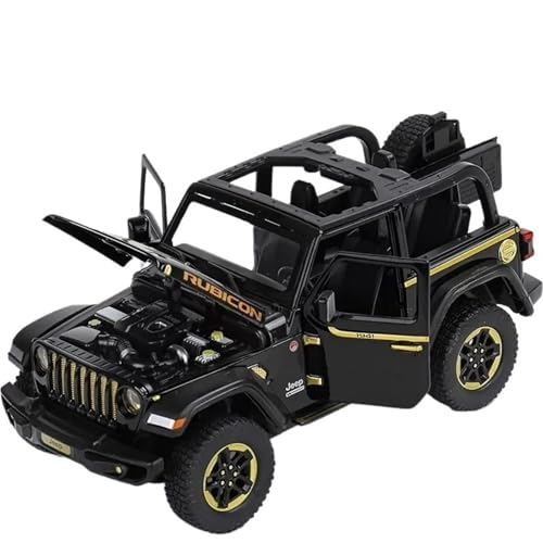 Druckguss 1:32 1:22 for Jeep Wrangler Rubicon Simulation Legierung Automodell Sound Und Licht Vollständig Geöffnete Tür Miniaturfahrzeugmodell(1:20 Rubicon Black) von EXYFRUX