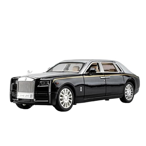 Druckguss 1:32 1:24 1:18 for Rolls-Royce Phantom Cullinan Legierung Simulation Auto Modell Sound Und Licht Pull-Back Miniatur Modell Sammlung(1:24 Silver Black) von EXYFRUX