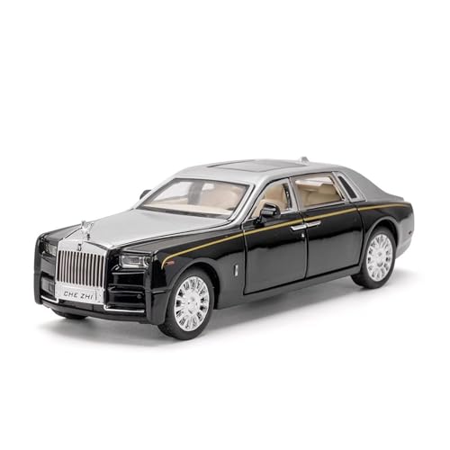 Druckguss 1:32 1:24 1:18 for Rolls-Royce Phantom Cullinan Legierung Simulation Auto Modell Sound Und Licht Pull-Back Miniatur Modell Sammlung(1:32 Black Silver) von EXYFRUX