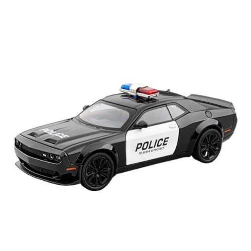 Druckguss 1:32 1:24 for Dodge Challenger SRT Hellcat GT350 GT500 Legierung Auto Modell Sound Und Licht Miniatur Fahrzeug Modell Serie(1:22 Black and White) von EXYFRUX