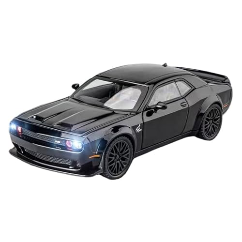Druckguss 1:32 1:24 for Dodge Challenger SRT Hellcat GT350 GT500 Legierung Auto Modell Sound Und Licht Miniatur Fahrzeug Modell Serie(1:32 Black) von EXYFRUX