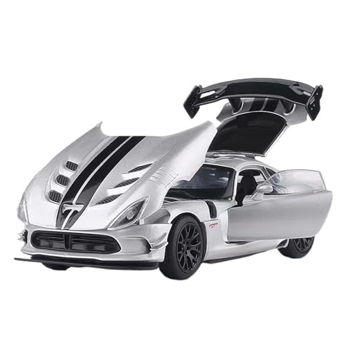 Druckguss 1:32 1:24 for Dodge Challenger SRT Hellcat GT350 GT500 Legierung Auto Modell Sound Und Licht Miniatur Fahrzeug Modell Serie(1:32 Viper Silver) von EXYFRUX