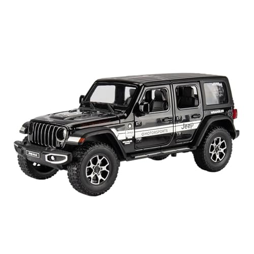 Druckguss 1:32 1:24 for Jeep Wrangler Rubicon SUV Serie Legierung Simulation Auto Modell Sound Und Licht Pull-Back Miniatur Modell Sammlung(1:20 Black) von EXYFRUX
