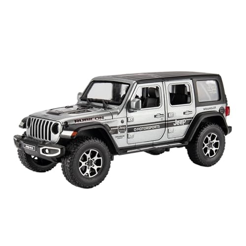 Druckguss 1:32 1:24 for Jeep Wrangler Rubicon SUV Serie Legierung Simulation Auto Modell Sound Und Licht Pull-Back Miniatur Modell Sammlung(1:20 Silver) von EXYFRUX