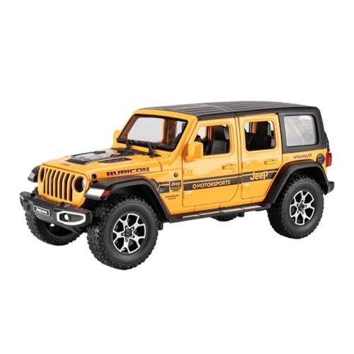 Druckguss 1:32 1:24 for Jeep Wrangler Rubicon SUV Serie Legierung Simulation Auto Modell Sound Und Licht Pull-Back Miniatur Modell Sammlung(1:20 Yellow) von EXYFRUX