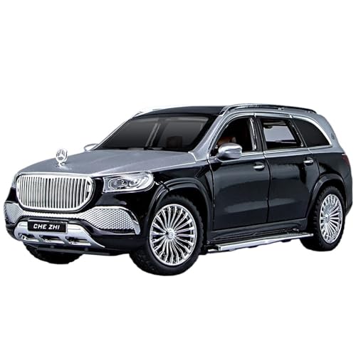 Druckguss 1:32 1:24 for Mercedes-Benz S/G Alle Serien Luxuslimousine SUV Legierung Automodell Sound Und Licht Miniaturfahrzeug Modellserie(1:24 GLS600 Silver) von EXYFRUX