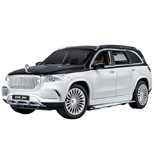 Druckguss 1:32 1:24 for Mercedes-Benz S/G Alle Serien Luxuslimousine SUV Legierung Automodell Sound Und Licht Miniaturfahrzeug Modellserie(1:24 GLS600 White) von EXYFRUX