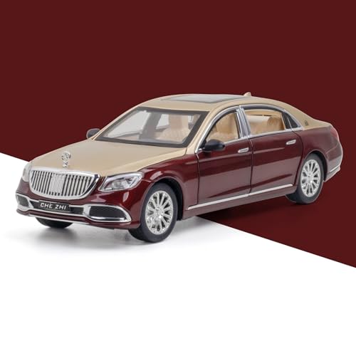 Druckguss 1:32 1:24 for Mercedes-Benz S/G Alle Serien Luxuslimousine SUV Legierung Automodell Sound Und Licht Miniaturfahrzeug Modellserie(1:24 S600 Red) von EXYFRUX