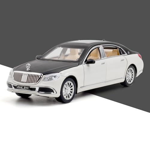 Druckguss 1:32 1:24 for Mercedes-Benz S/G Alle Serien Luxuslimousine SUV Legierung Automodell Sound Und Licht Miniaturfahrzeug Modellserie(1:24 S600 White) von EXYFRUX