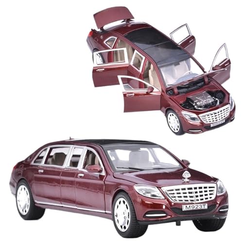 Druckguss 1:32 1:24 for Mercedes-Benz S/G Alle Serien Luxuslimousine SUV Legierung Automodell Sound Und Licht Miniaturfahrzeug Modellserie(1:24 S650 Extended Edition Red) von EXYFRUX