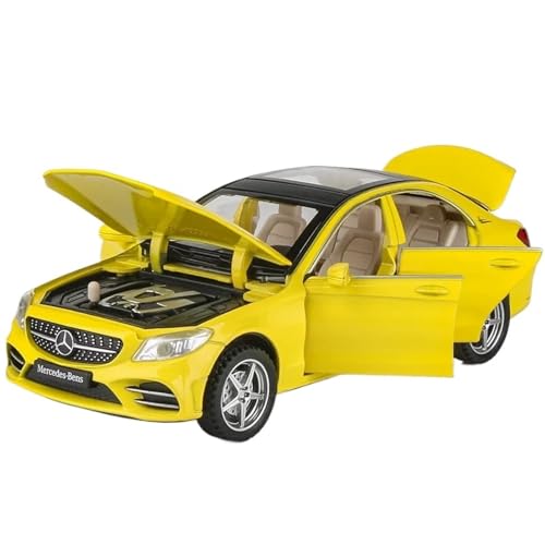 Druckguss 1:32 1:24 for Mercedes-Benz S/G Alle Serien Luxuslimousine SUV Legierung Automodell Sound Und Licht Miniaturfahrzeug Modellserie(1:32 C260L Yellow) von EXYFRUX