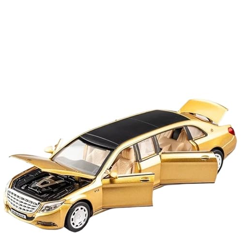 Druckguss 1:32 1:24 for Mercedes-Benz S/G Alle Serien Luxuslimousine SUV Legierung Automodell Sound Und Licht Miniaturfahrzeug Modellserie(1:32 S650 Extended Edition Gold) von EXYFRUX
