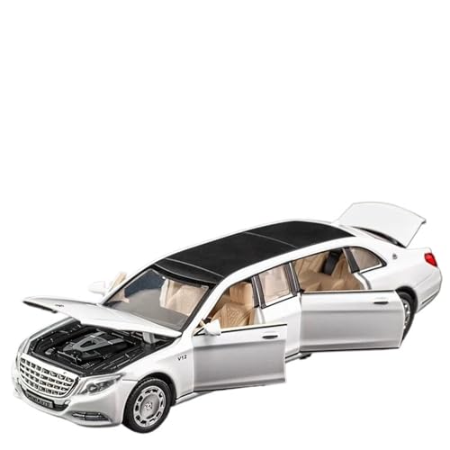 Druckguss 1:32 1:24 for Mercedes-Benz S/G Alle Serien Luxuslimousine SUV Legierung Automodell Sound Und Licht Miniaturfahrzeug Modellserie(1:32 S650 Extended Edition White) von EXYFRUX
