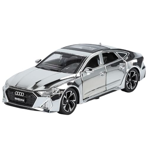 Druckguss 1:32 for Audi A6L A7 A8L RS7 Serie Simulation Sound Und Licht Pullback-Legierung Automodell Miniatur-Fahrzeugmodell(Electroplating Silver RS7) von EXYFRUX